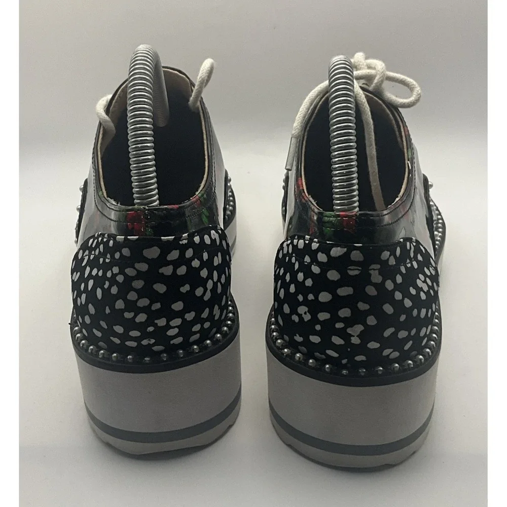 Betsey Johnson Marti Platform Oxford Shoes 7.5 Patent Leather Punk Pearls Hearts